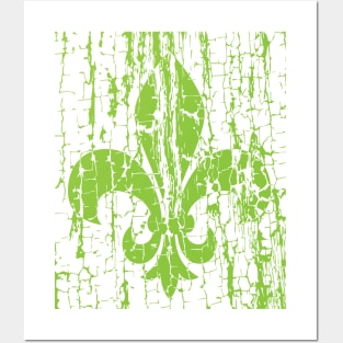 Heraldic lily green Posters and Art